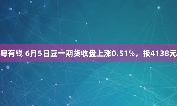 粤有钱 6月5日豆一期货收盘上涨0.51%，报4138元